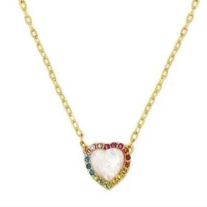 Kurt Geiger Opal Gold Heart Pendant Necklace with Multicolor Accents Bnwt